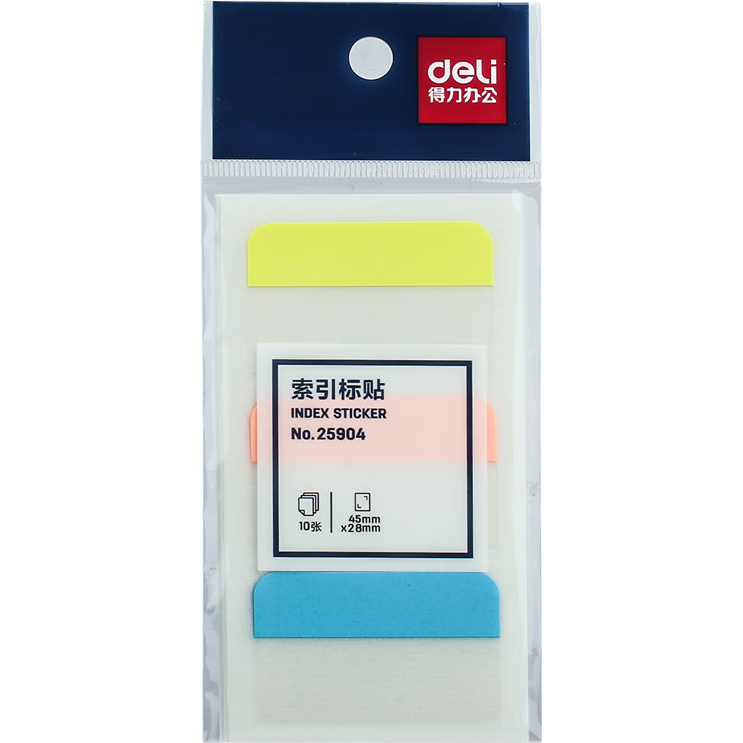 Deli 30 Pieces 3-Color Index Labels Sticky Notes Classification Memo Pads Reusable Stickers 28*45mm 25904