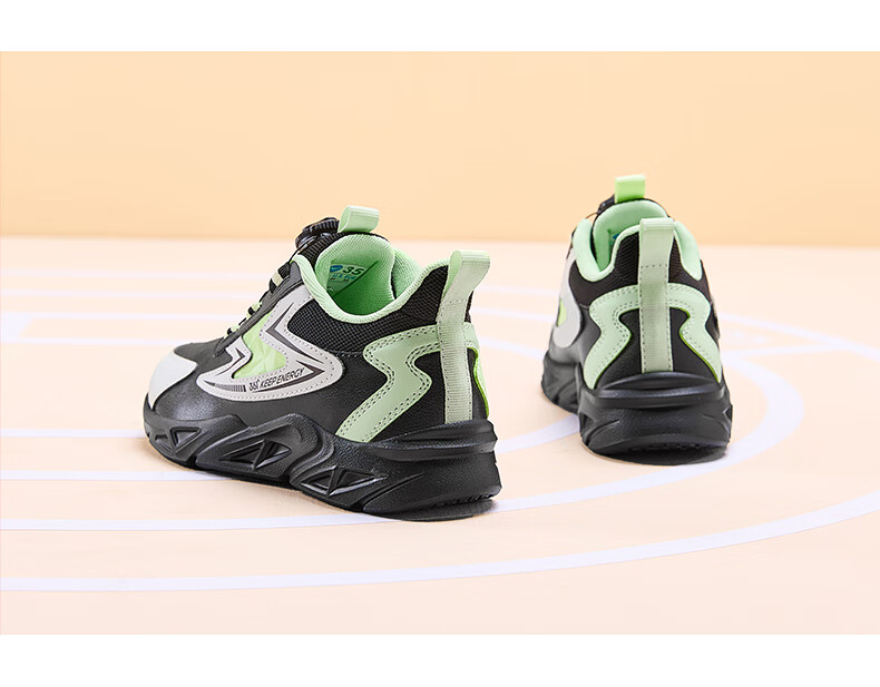 361° Children's Running Shoes, Fall/Winter, for Boys And Girls Aged 3-14, Shock-Absorbing, Rotary Buckle, Leather Upper, Sports Shoes, Blue, Size 38 10
