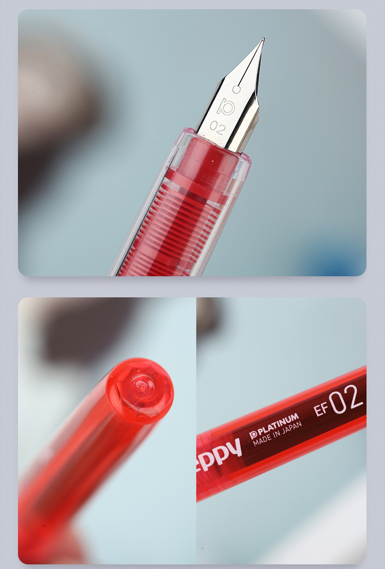 PLATINUM Fountain Pen, Transparent Colorful Plastic Fountain Pen, Student Handwriting Practice Pen Ink Pen 02 PSQ-400C#11 Red 12