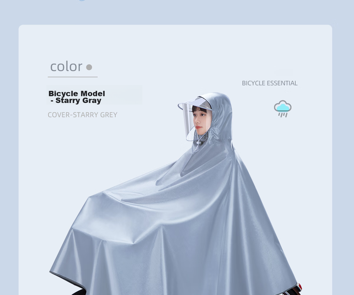 Cheguimu Electric Bicycle Raincoat, Single-Person One-Piece, for Electric Scooters And Bicycles, Riding Rain Poncho, Enlarged And Thickened, Storm-Proof Raincoat 9