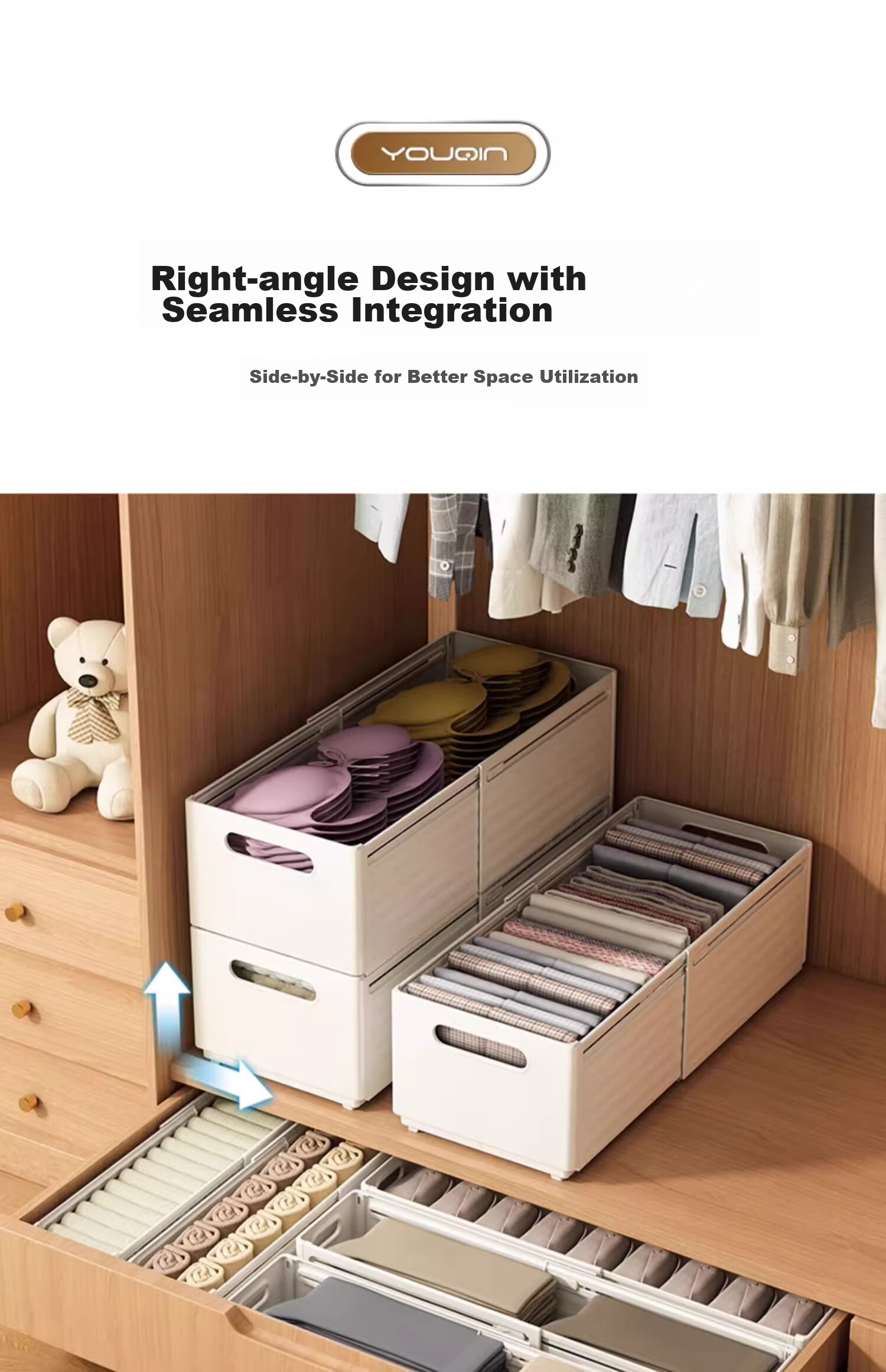 Jiadu Extendable Storage Box, Drawer-Style Desktop Organizer for Snacks And Miscellaneous Items, Kitchen Storage Container, Deep Cabinet Storage Box 11