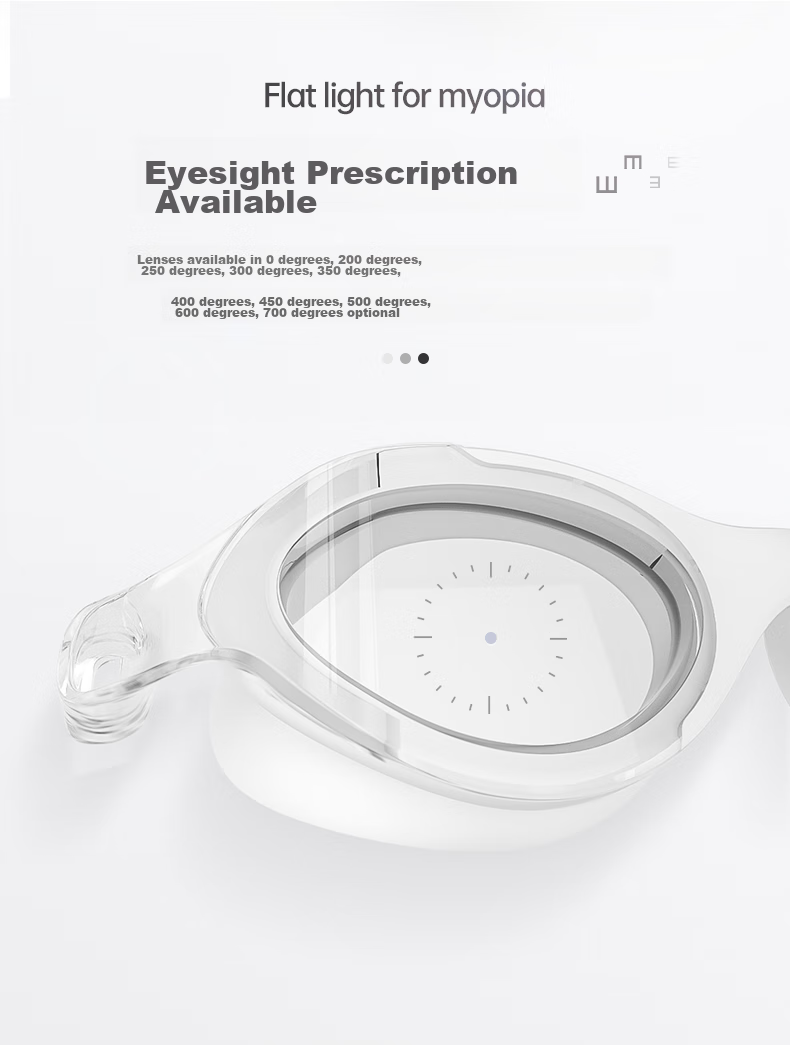 WATERTIME / Shuichuan Swimming Goggles, Nearsighted Waterproof Anti-Fog Large Frame with Prescription Lenses for Men And Women, White 300 8