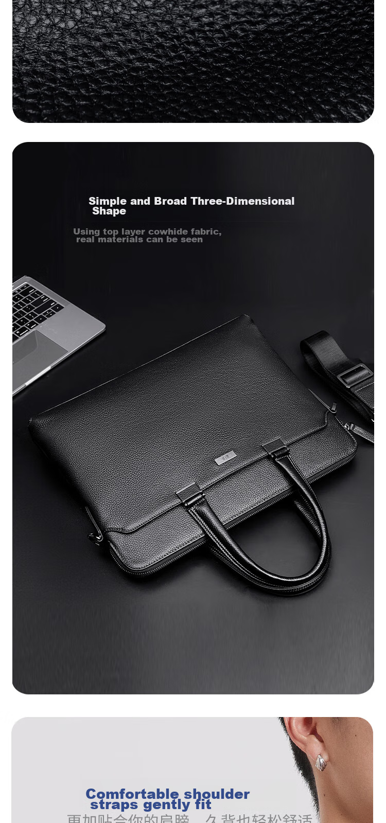 HLA Briefcase, Men's Business Commute Travel Handbag, Laptop Bag, Shoulder Crossbody Travel Backpack 5