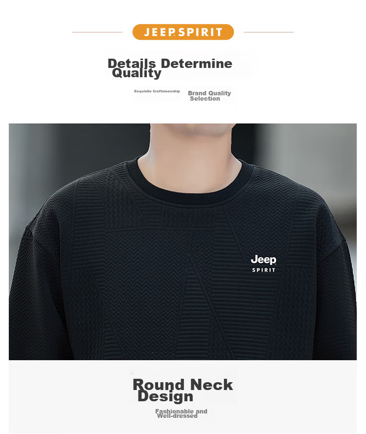 JEEP SPIRIT Men's Waffle Knit Sweatshirt, Long-Sleeve T-Shirt for Autumn, Casual Loose-Fitting Men's Clothing, Trendy Top 8