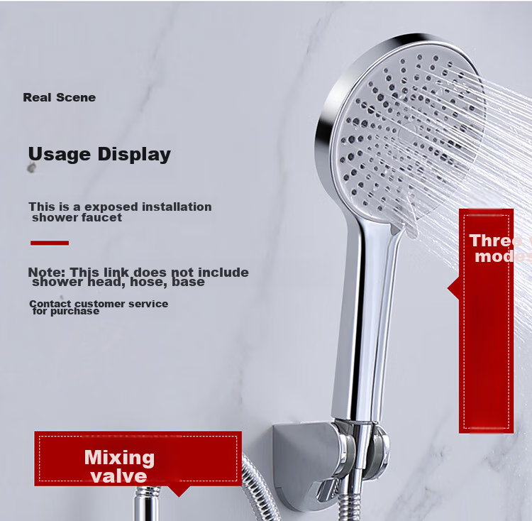 Larsd Shower Mixing Valve, Surface-Mounted Shower Faucet Mixer with Copper Body, Hot And Cold Shower Head Switch LD6306 4