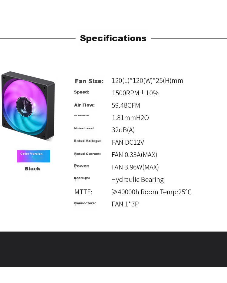 JONSBO SL-120C Color Version 12CM Case Fan (LED Illuminated Fan/3PIN Male And Female Headers, Can Be Connected in Series) 13