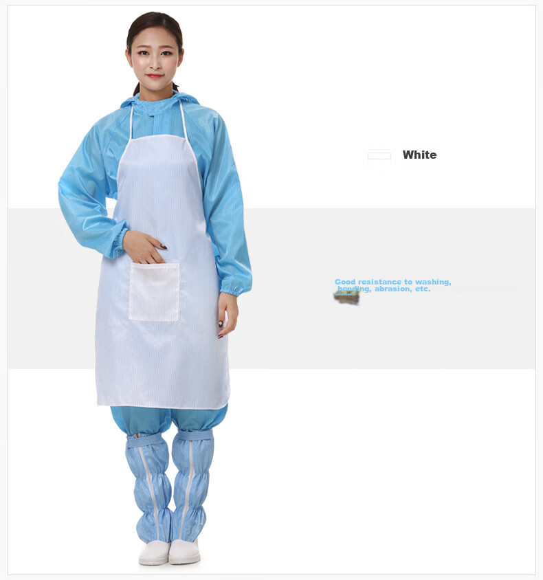 BAIGE Anti-Static Apron, Dust-Free Workshop Food Dust-Proof Apron, Work Apron Workwear, White [1 Piece], CW774561 4