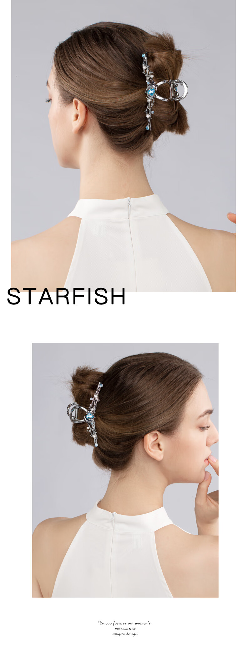 Cercoo Starfish Large And Medium Hair Clip, Versatile Half-Claw Clip for Back of Head, Shark Clip, Gift for Girlfriend 4