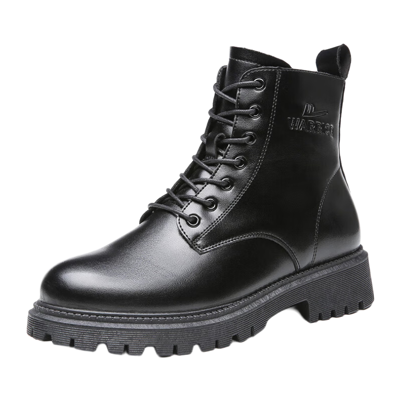Huili Men's Boots, Martin Boots for Men, Fashionable Versatile Casual Boots, Spring Black Leather Boots, High-Top British Style Work Boots