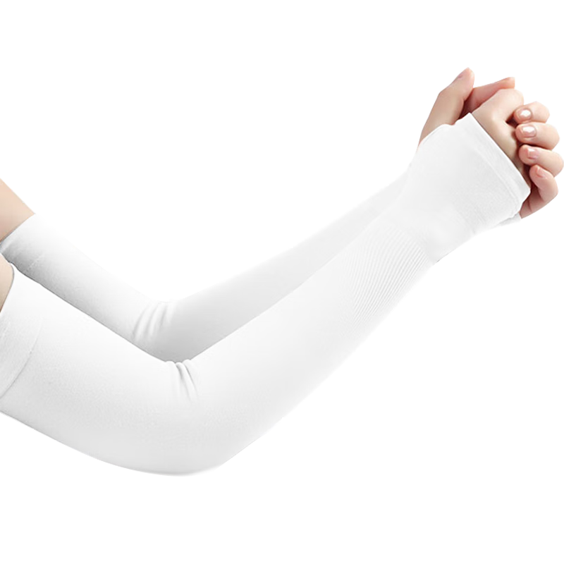 JOYTOUR Ice Silk Sun Protection Arm Sleeves, Outdoor Sports Cycling Arm Guards, Travel Sun Protection Ice Sleeves, White Adult Size