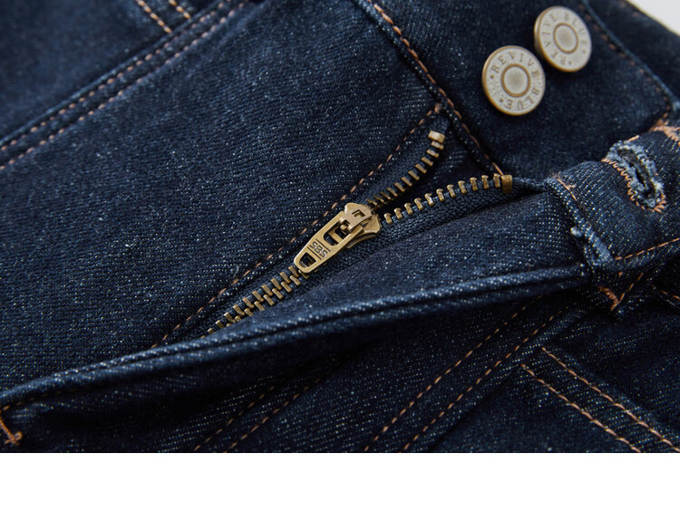 Dme Simple Blue Straight-Leg Pants Winter Style Double-Buckle Wide-Leg Design Fleece-Lined Jeans for Wome 15