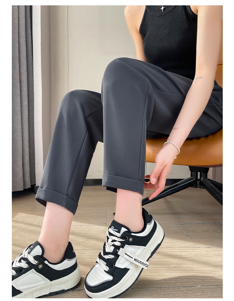 LangSha Haren Suit Pants for Women, Spring And Summer Lightweight, Draping High-End Nine-Point Wide-Leg Pants, Straight-Leg Haren Trousers for Wome 27