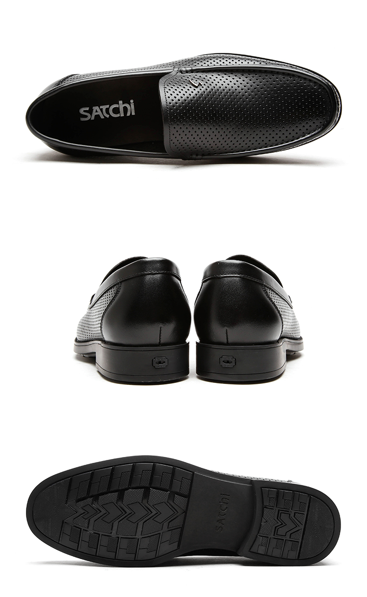 SATCHI Men's Shoes, Breathable Leather Shoes for Men, Hollow-Out Men's Leather Shoes, Sandals, Business Casual Shoes, 752143078Z, Black, Size 39 5
