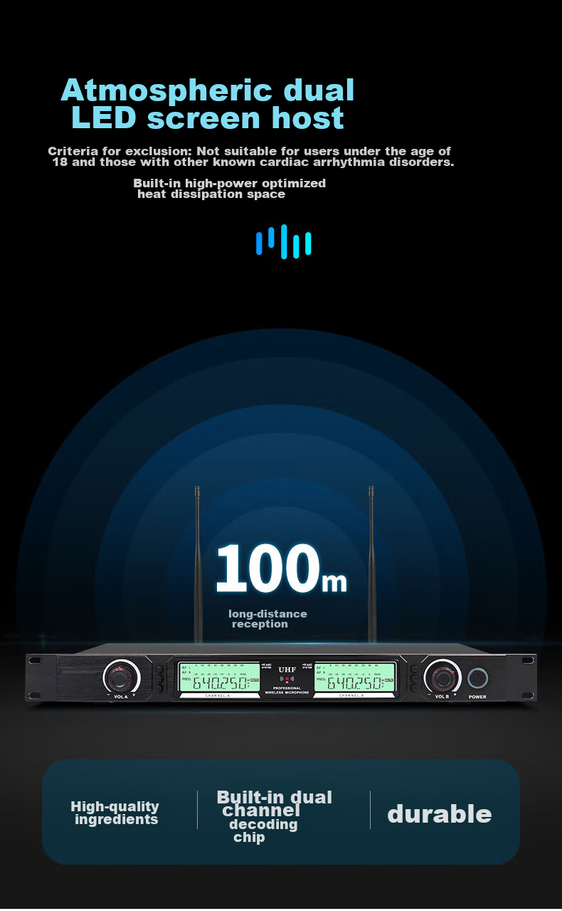 SAST OK-106 Wireless Microphone System, Dual-Channel UHF Wireless Microphones, Professional Karaoke Microphones for Home KTV, Stage Singing, Meetings, And Hosting 8