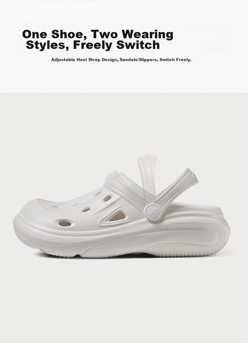 XTEP Men's Perforated Shoes, Autumn Slippers for Men, New Style Youth Beach Shoes, Sports Sandals for Men, A457 White, Size 44-45 6