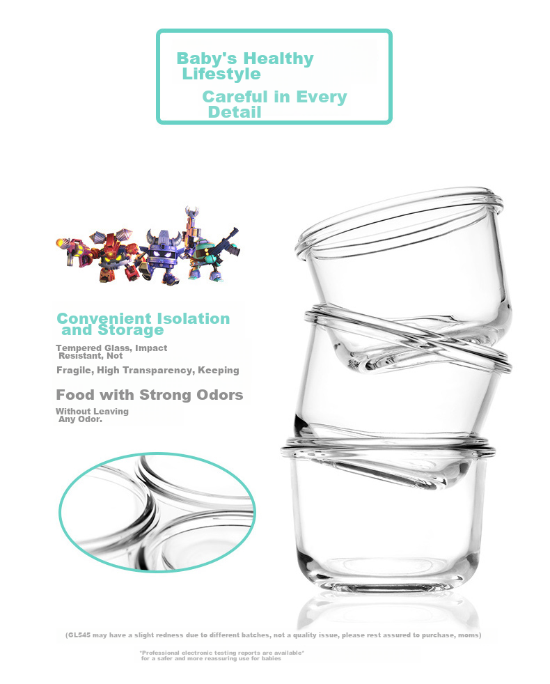 GLASSLOCK Imported Baby Food Storage Containers, Sealed Fresh-Keeping Divided Boxes, Freezing Storage Microwave-Safe Baby Food Bowls, 210ml*3 4