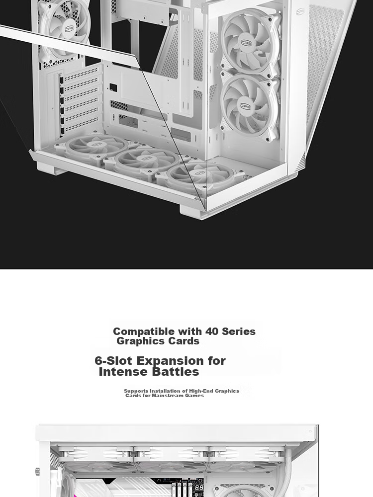 PCCOOLER Fenghua B310 Black Computer Case (MATX/Glass Side Panel/Supports 360mm Water Cooling/Large Ventilation Mesh) 7
