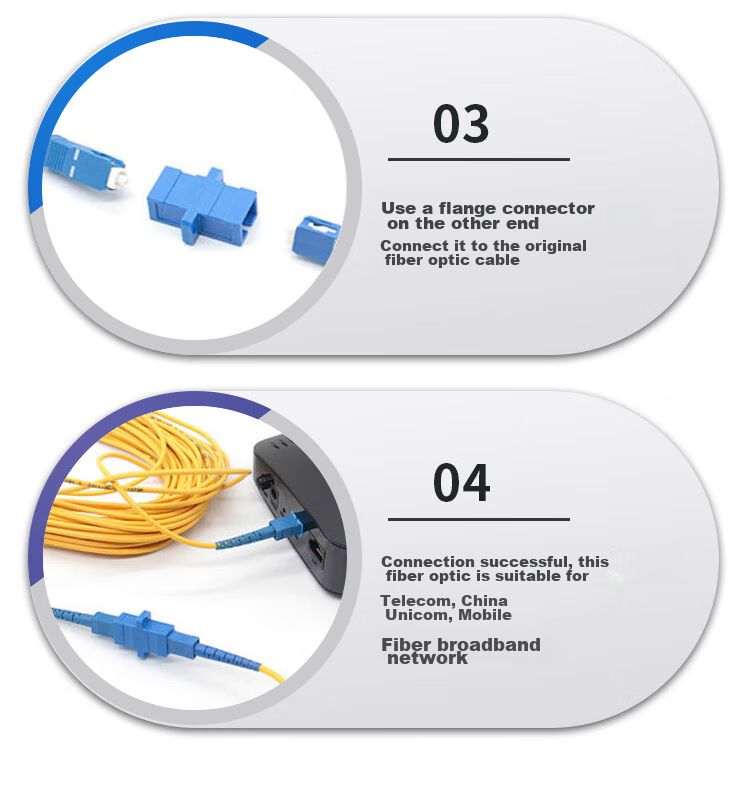 EB-LINK Engineering Telecom-Grade Fiber Optic Extension Cable, Fiber to Home Pre-Buried Line, 5 Meters SC-SC Single-Mode Single-Core Large Square Head, for Home Use, Compatible with China Telecom And Mobile Broadband 2