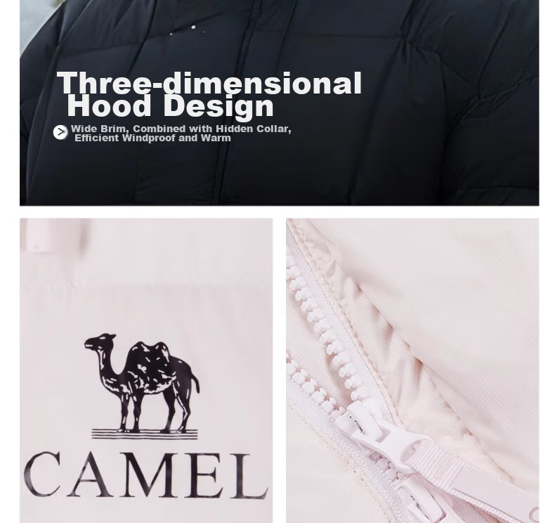 CAMEL [Wang Junkai's Style] Mid-Length down Jacket for Men And Women, Graphene Warm Coat W34CR07614 28