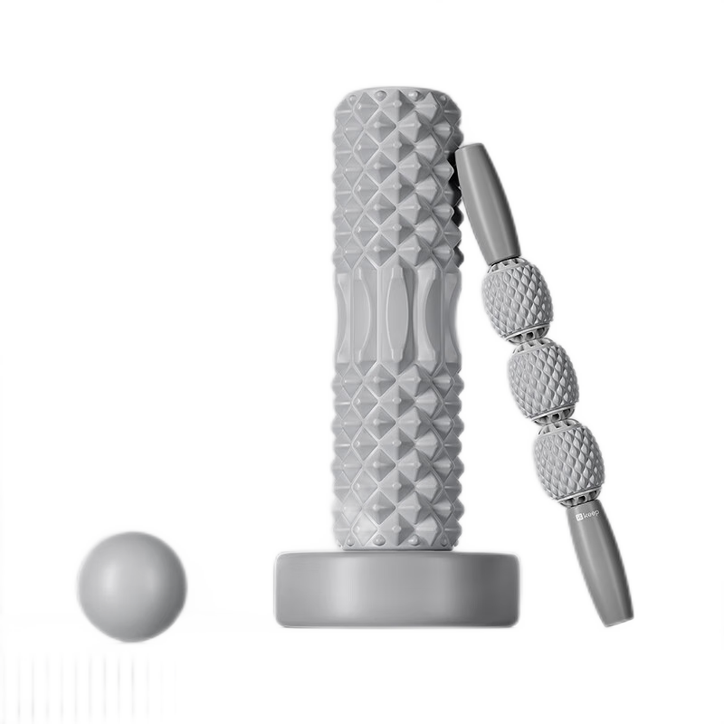 Keep Foam Roller Set of Two, Muscle Relaxation Massage Stick, Yoga Massage Stick, Glacier Gray