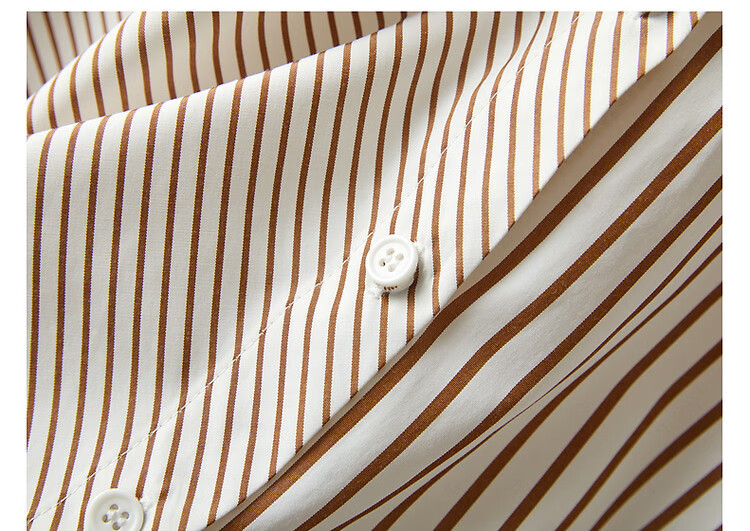 Dme [Stylish Intellectual] Spring And Autumn Free Simple Striped Patchwork Shirt, Comfortable Cotton-Blend Slimming Blouse 20