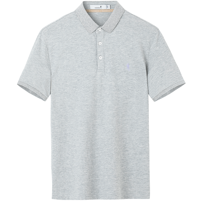 DANCING WOLVES [100% Cotton] Summer Versatile Casual Men's Short-Sleeve Polo Shirt for Commuting, 004 Floral Gray, S(165)