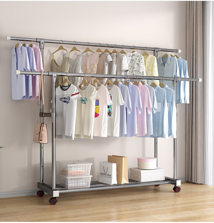 Baoyouni Clothes Drying Rack, Floor-Standing Outdoor Simple Home Balcony Bedroom Extendable Clothes Hanger, Single Pole Storage Drying Rack for Quilts 20