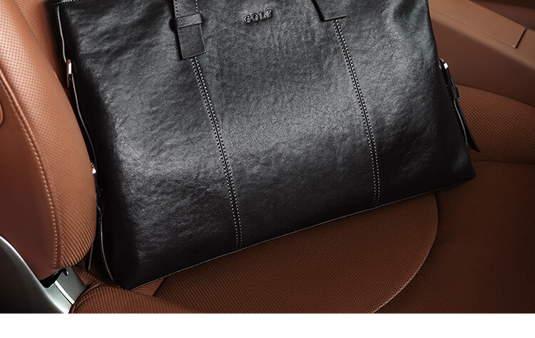 GOLF Briefcase, Men's Business Top-Grain Leather Handbag, Large Capacity Laptop Bag, Fashionable Horizontal Style Shoulder Crossbody Bag 44