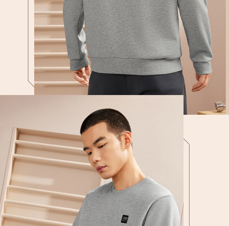 361° Men's Sweatshirt, Spring Long-Sleeve Sportswear, Casual Round Neck Loose Fleece-Lined Top, 652344801D-7 27