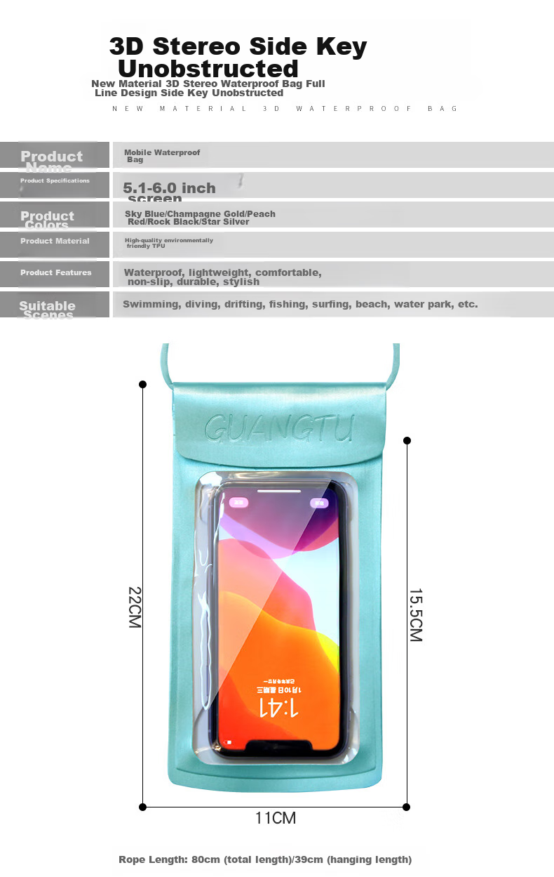 Youyou Waterproof Phone Pouch Touchscreen Compatible Diving Snorkeling Rafting Swimming Sealed Waterproof Case 96600 Pearl White 2