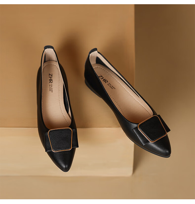 ZHR Women's Single Shoes, Genuine Leather, Elegant Commuter Style, Simple Casual Flat Comfortable Non-Tiring Work Shoes for Wome 14