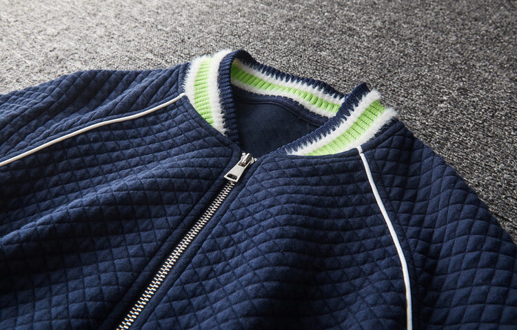 Dme Knitted Chanel-Style Spring And Autumn Baseball Collar Long-Sleeve Zipper Slightly Stretchy Quilted Jacket for Women, Short Style, Off-White, M 29
