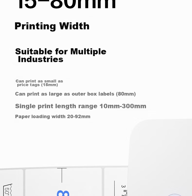 Deli GE350W Thermal Label Printer, Express Delivery Warehouse Logistics Shipping Labels Fixed Assets, 80mm Commercial Office Printing Adhesive Barcode Printer, Mobile Bluetooth Versio 3