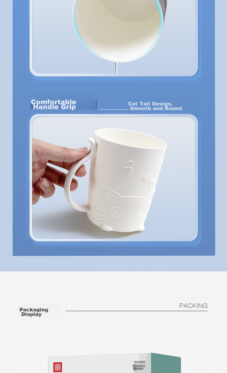 FOOJO Mouthwash Cup with Long-Lasting Antibacterial, Thick Toothbrush Cup for Men And Women, Dorm Water Cup, Tooth Cleaning Mug, Cute Cat Desig 7