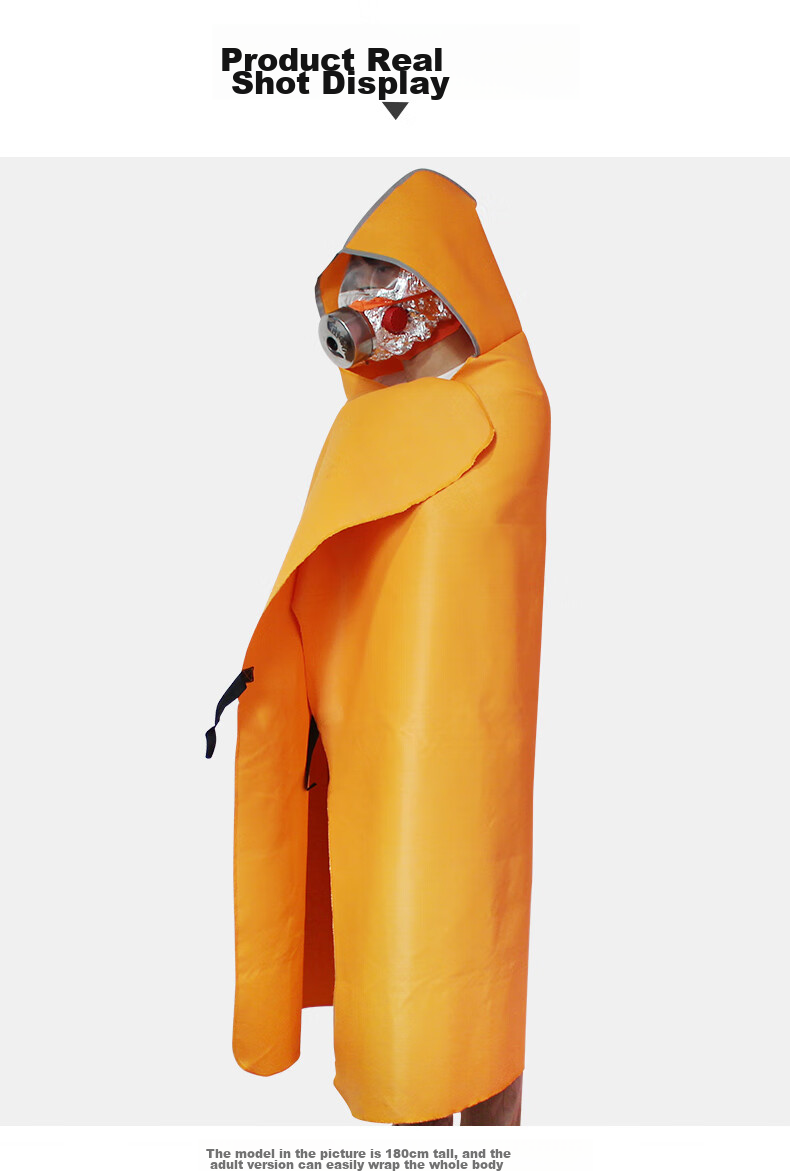 Jumu Fire Escape Cloak, Emergency Escape Fire Blanket, Kitchen Household Anti-Poison Mask, Matching Silicone Fire Blanket 12