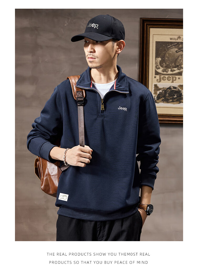 JEEP Spring And Autumn 2026 New Men's Sweatshirt with Lapel Collar, Versatile Casual Jacket, Loose-Fitting Sports Polo Collar Top for Men's Wear 22