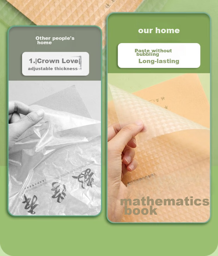 Liupintang Self-Adhesive Notebook Cover, Transparent Frosted A5 Book Cover, 16K Elementary School First And Second Grade Textbook Cover, 32K Grid Arithmetic Book Cover, Basic Training 7