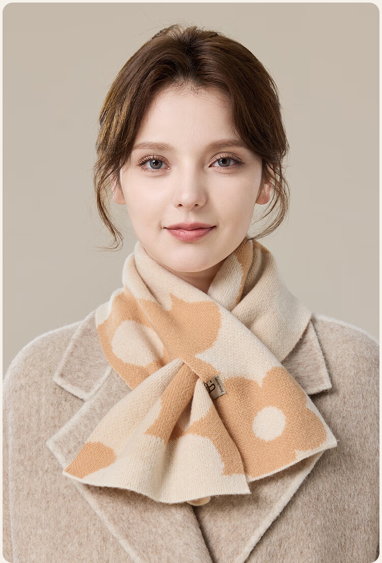 JIUMU Pure Wool Scarf for Women, Autumn And Winter Ladies' Warm Neck Warmer, Lightweight Winter Neck Protection Short Scarf for Wome 21