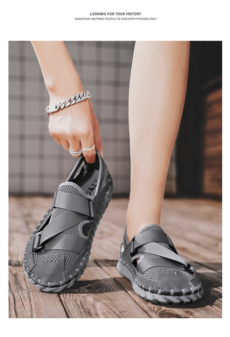 Bull Family Men's Summer Closed-Toe Sandals Soft Leather Soft Sole Outdoor Water-Resistant Casual Trendy Men's Clogs 13