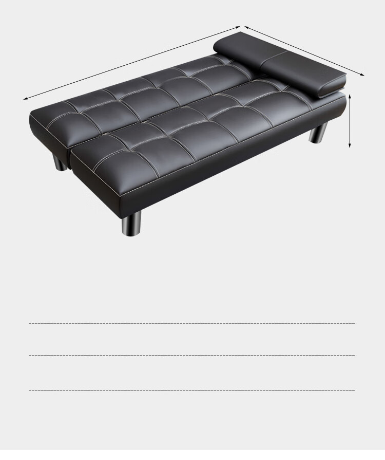 Huakaizhixing Sofa Bed, Dual-Purpose Folding Sofa, Multifunctional Small Apartment Two-Seater Leather Sofa, HKS10 Black Leather 10
