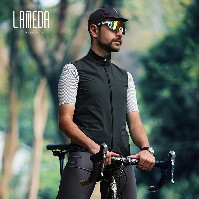 Lameda Bicycle Road Bike Cycling Vest, Spring And Summer Quick-Dry Riding Jacket, Windproof Vest for Men And Women, Black, XL 3