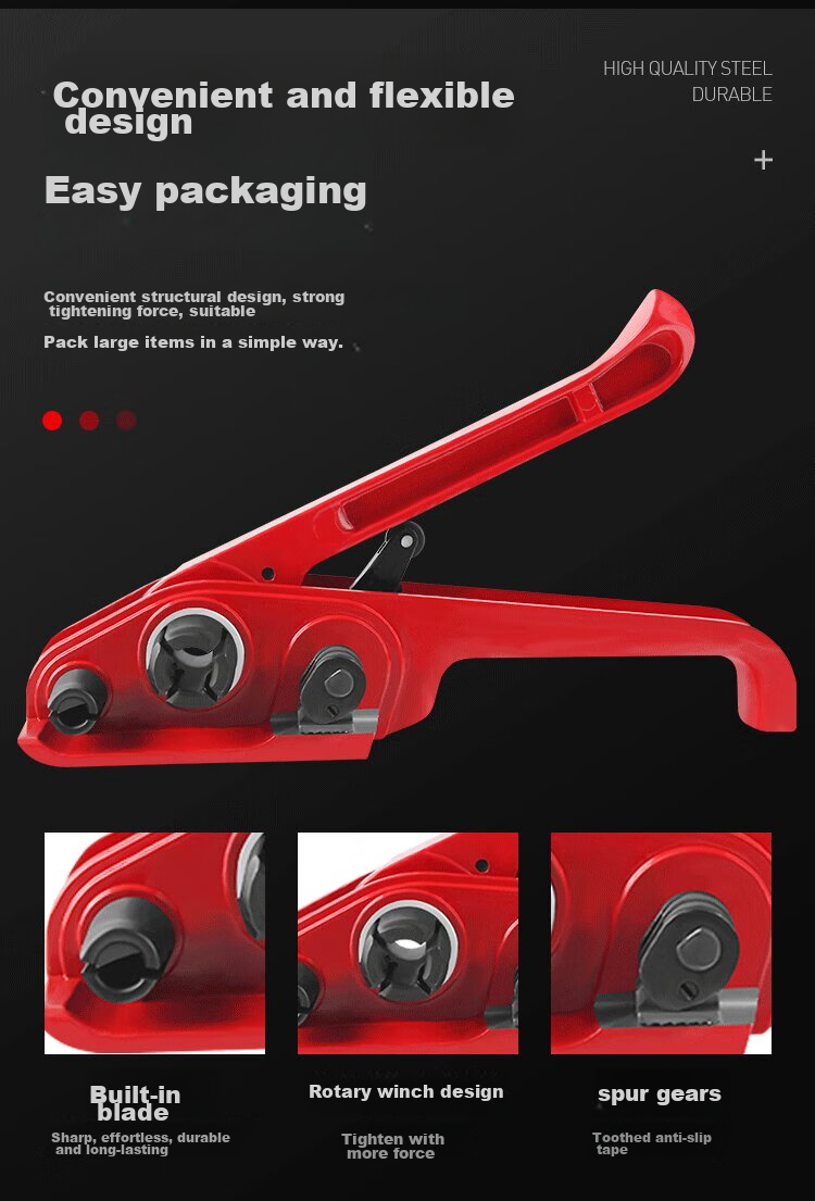 Zhugu Packaging Machine, PET Plastic Steel Strapping Machine, Manual Strapping Tool, Metal Strapping Buckle Tightener, Strapping Pliers, Packaging Machine Set 4