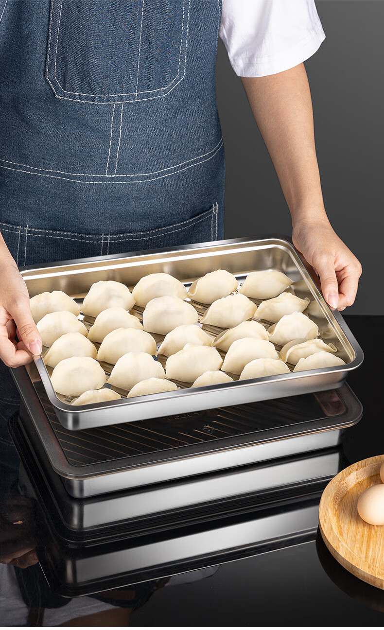 Newair 304 Stainless Steel Dumpling Box, Refrigerator Storage Box, Sealed Container for Dumplings, Frozen Wonton And Dumpling Tray, Food Storage Box 9
