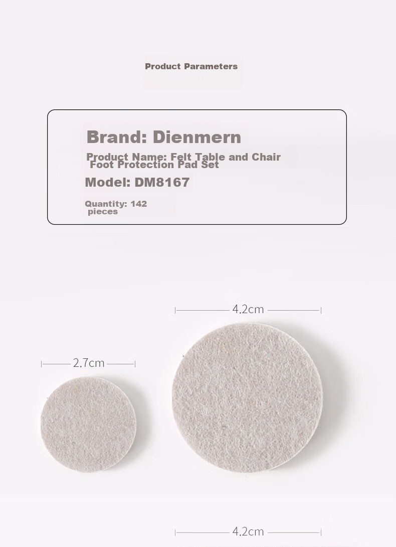 Dienmern Table Leg Pads, 142 Pieces Set, Chair Seat Cushions, Stool Furniture Felt Pads, Anti-Scratch Protectors 12