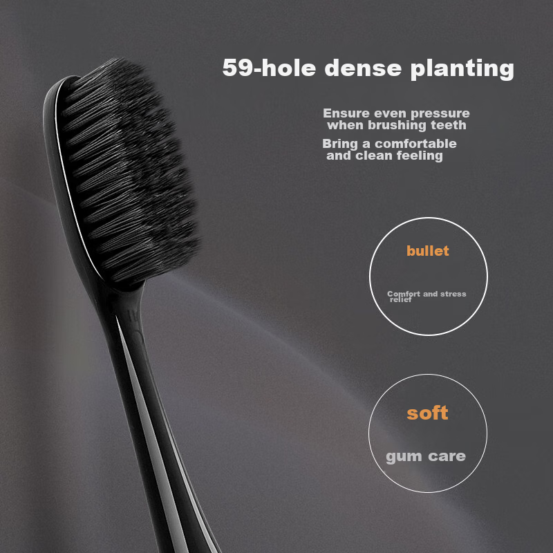 Зубная щетка Qingwa Gentle Charcoal Adult Toothbrush, 8 шт., мягкая щетина, защита десен, семейная упаковка