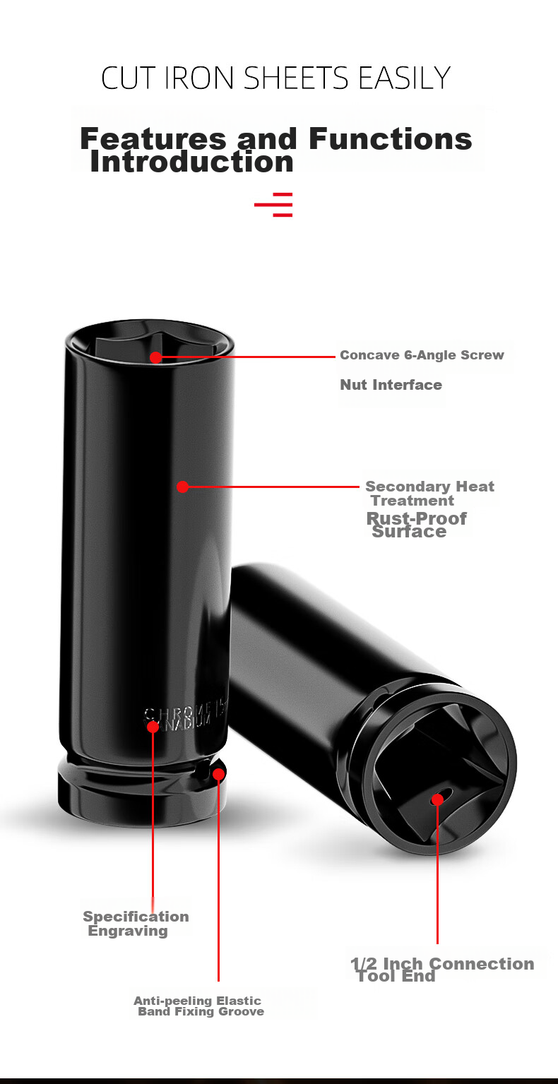 Delixi Electric Wrench Socket Set Extended Complete Electric Wrench Impact Socket Head Tool Kit 8