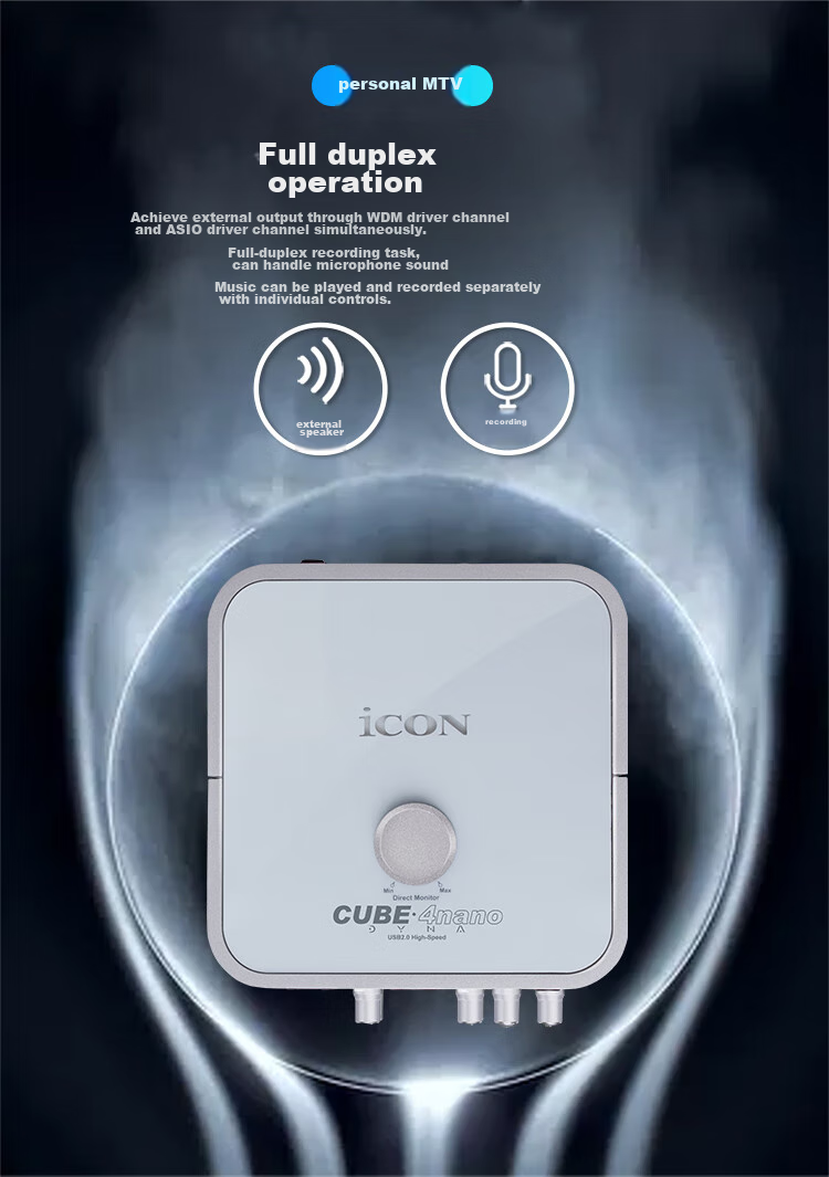 Aiken ICON 4nano Sound Card, Computer Sound Card for Live Streaming Equipment, Live Streaming Sound Card for Streamers, Shouting, Performances, Recording, Voice Acting, Chatting, Karaoke Singing, Specialized Sound Card for Debugging 8