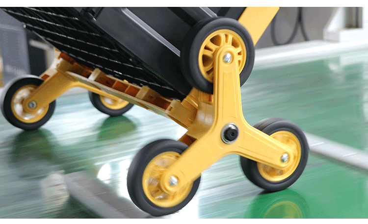 SELORSS Foldable Hand Cart Elderly Shopping Cart Small Trolley Shopping Cart Pull Cart Push Cart Large Wheel Yellow BY06-F 11