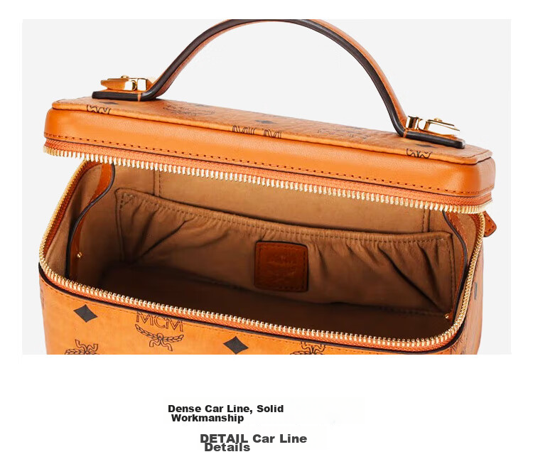 MCM ROCKSTAR Medium Handbag, Crossbody Bag, Makeup Bag, Box Bag, Cognac Color, Gift 10
