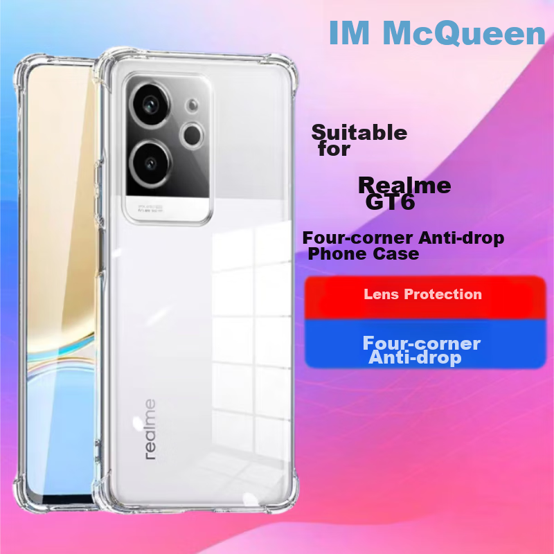 Защитный чехол MAIKUQI для Realme GT6, противоударный, с защитой четырех углов, прозрачный мягкий ТПУ, прозрачно-белый
